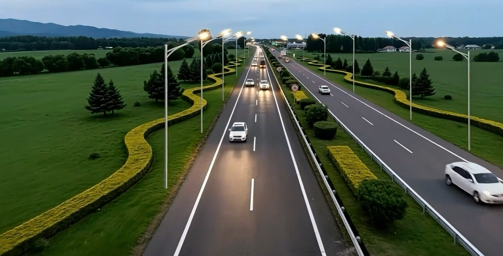 solar streetlight application at night